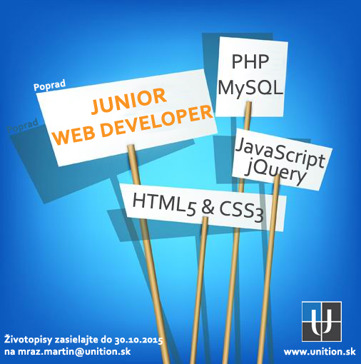 Voľné pracovné miesto - Web developer Junior